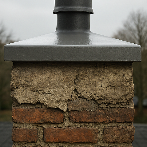 Newly installed chimney crown with proper drip edge and professional finish