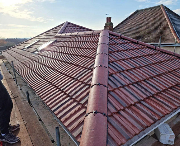 Pitched roof repair completed by Knights Roofing, London — clean, well-maintained roof